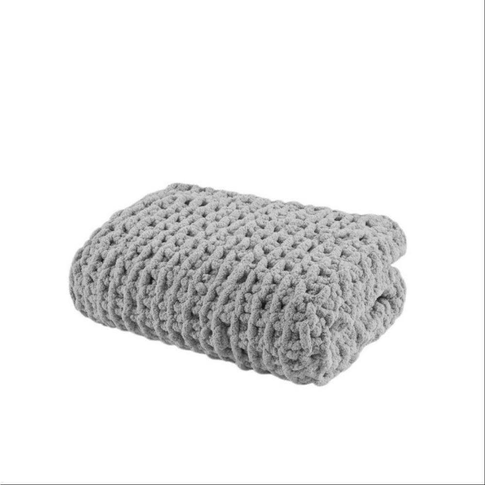 50"x60" Chenille Chunky Knit Throw
Blanket Gray - Madison Park